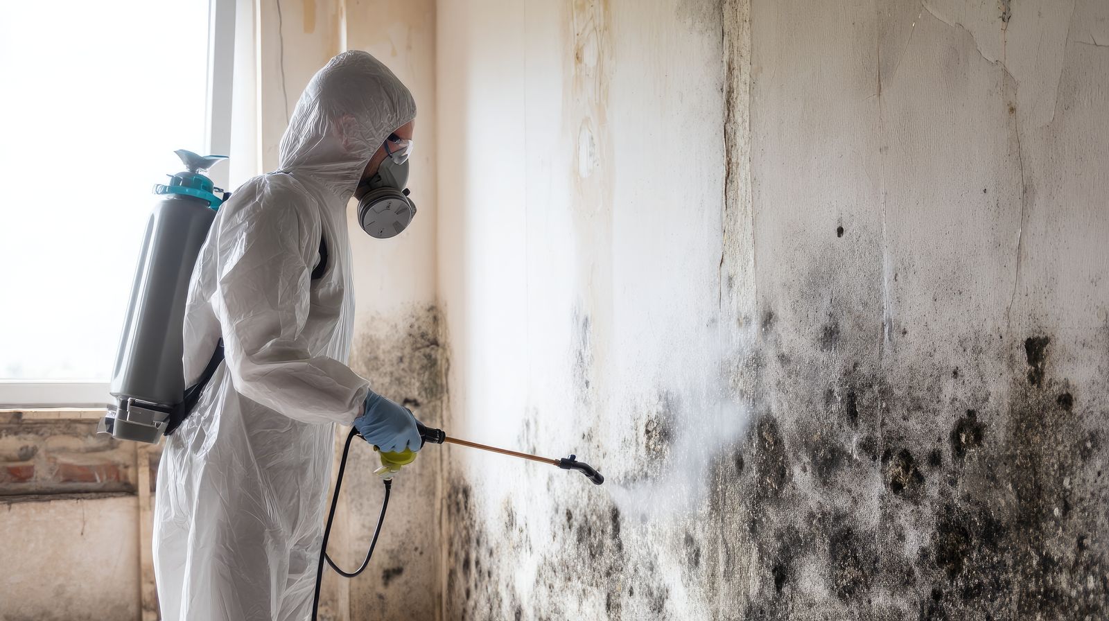 Technician treating mold in a Howard County, MD home